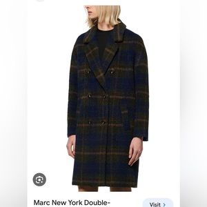 marc new york plaid wool blend coat